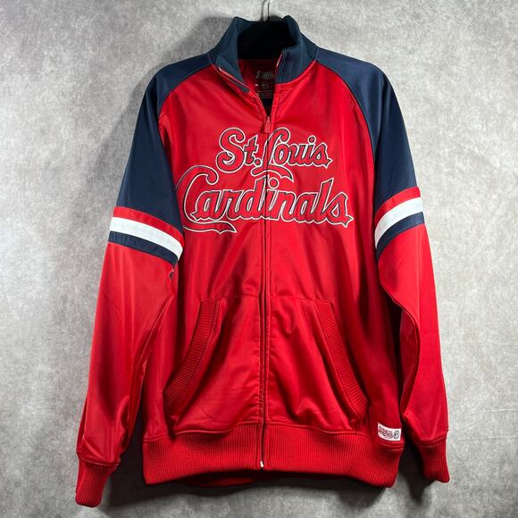 Stitches St. Louis Cardinals Sweatshirt Mens Large Red Full Zip Long Sleeves‎ - Picture 1 of 12